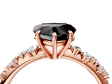 Rose gold Fancy Black Heart Cut Diamond Cluster Side Stone Solitaire Ring with Prong Setting_28
