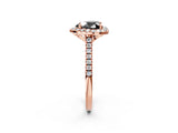 Rose gold Fancy Black Heart Cut Diamond Cushion Halo Ring with Pavé Band_2