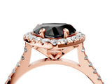 Rose gold Fancy Black Heart Cut Diamond Cushion Halo Ring with Pavé Band_4