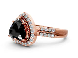 Rose gold Fancy Black Heart Cut Diamond Double Halo Ring with Split Shank and Four-Prong Setting_11