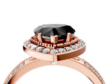 Rose gold Fancy Black Heart Cut Diamond Double Halo Ring with Split Shank and Four-Prong Setting_15