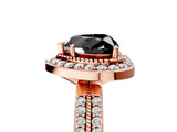 Rose gold Fancy Black Heart Cut Diamond Double Halo Ring with Split Shank and Four-Prong Setting_16