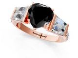 Rose gold Fancy Black Heart Cut Diamond Engagement Ring with Baguette Side Stones and Channel Set Band_13