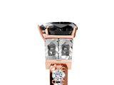 Rose gold Fancy Black Heart Cut Diamond Engagement Ring with Baguette Side Stones and Channel Set Band_17
