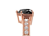 Rose gold Fancy Black Heart Cut Diamond Engagement Ring with Milgrain Channel Set Band and Prong Setting_5