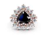 Rose gold Fancy Black Heart Cut Diamond Floral Double Halo Engagement Ring with Prong Setting_24