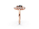 Rose gold Fancy Black Heart Cut Diamond Floral Double Halo Engagement Ring with Prong Setting_26