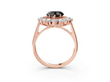 Rose gold Fancy Black Heart Cut Diamond Floral Double Halo Engagement Ring with Prong Setting_27