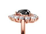 Rose gold Fancy Black Heart Cut Diamond Floral Double Halo Engagement Ring with Prong Setting_29