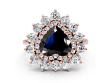 Rose gold Fancy Black Heart Cut Diamond Floral Double Halo Engagement Ring with Prong Setting_60