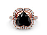 Rose gold Fancy Black Heart Cut Diamond Floral Halo Split Shank Prong Setting Ring_12