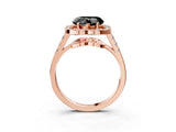 Rose gold Fancy Black Heart Cut Diamond Floral Halo Split Shank Prong Setting Ring_15
