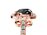 Rose gold Fancy Black Heart Cut Diamond Floral Halo Split Shank Prong Setting Ring_17