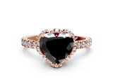 Rose gold Fancy Black Heart Cut Diamond Halo Pave Band with Four-Prong Setting_3