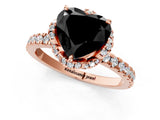 Rose gold Fancy Black Heart Cut Diamond Halo Pave Band with Four-Prong Setting_4