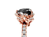 Rose gold Fancy Black Heart Cut Diamond Halo Pave Band with Four-Prong Setting_8
