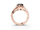 Rose gold Fancy Black Heart Cut Diamond Halo Ring with Split Shank Pavé Band and Four-Prong Setting_3
