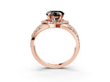 Rose gold Fancy Black Heart Cut Diamond Halo Ring with Split Shank and Bezel Accents and Four-Prong Setting_3