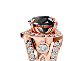 Rose gold Fancy Black Heart Cut Diamond Halo Ring with Split Shank and Bezel Accents and Four-Prong Setting_5