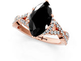 Rose gold Fancy Black Heart Cut Diamond  Halo Twist Band Solitaire Prong Setting Ring_43