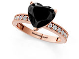Rose gold Fancy Black Heart Cut Diamond Milgrain Pavé Engagement Ring with Four-Prong Setting_1
