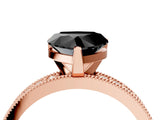 Rose gold Fancy Black Heart Cut Diamond Milgrain Pavé Engagement Ring with Four-Prong Setting_4