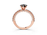 Rose gold Fancy Black Heart Cut Diamond Pavé Band Solitaire Ring with Prong Setting_15