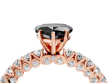 Rose gold Fancy Black Heart Cut Diamond Pavé Band Solitaire Ring with Prong Setting_16