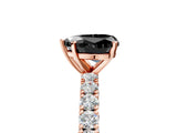 Rose gold Fancy Black Heart Cut Diamond Pavé Band Solitaire Ring with Prong Setting_17