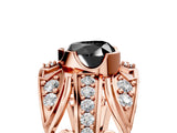 Rose gold Fancy Black Heart Cut Diamond Pave Art Deco Split Shank Ring with Four-Prong Setting_5