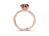 Rose gold Fancy Black Heart Cut Diamond Pave Band Solitaire Ring with Four-Prong Setting_15