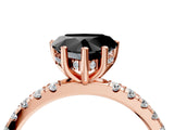 Rose gold Fancy Black Heart Cut Diamond Pave Band Solitaire Ring with Four-Prong Setting_16