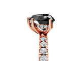 Rose gold Fancy Black Heart Cut Diamond Pave Band Solitaire Ring with Four-Prong Setting_17