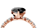 Rose gold Fancy Black Heart Cut Diamond Prong Set Engagement Ring with Pave Band_4