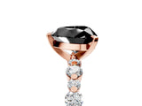 Rose gold Fancy Black Heart Cut Diamond Prong Set Engagement Ring with Pave Band_5