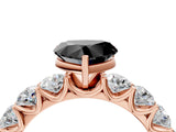 Rose gold Fancy Black Heart Cut Diamond Prong Setting with Side Stones on a Pave Band_4