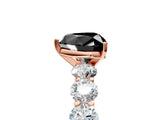 Rose gold Fancy Black Heart Cut Diamond Prong Setting with Side Stones on a Pave Band_5