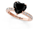Rose gold Fancy Black Heart Cut Diamond Ring with Pavé Band and Four-Prong Setting_1