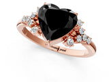 Rose gold Fancy Black Heart Cut Diamond Ring with Side Stones and Four-Prong Setting_37