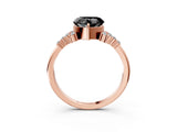 Rose gold Fancy Black Heart Cut Diamond Ring with Side Stones and Four-Prong Setting_39