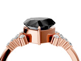 Rose gold Fancy Black Heart Cut Diamond Ring with Side Stones and Four-Prong Setting_40