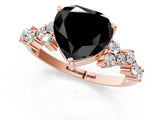 Rose gold Fancy Black Heart Cut Diamond Scattered Round Accent Ring with Prong Setting_13