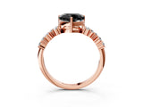 Rose gold Fancy Black Heart Cut Diamond Scattered Round Accent Ring with Prong Setting_15