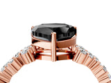 Rose gold Fancy Black Heart Cut Diamond Scattered Round Accent Ring with Prong Setting_16