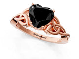 Rose gold Fancy Black Heart Cut Diamond Solitaire Engagement Ring with Celtic Knot Band and Four-Prong Setting_1