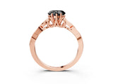 Rose gold Fancy Black Heart Cut Diamond Solitaire Engagement Ring with Celtic Knot Band and Four-Prong Setting_3