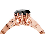 Rose gold Fancy Black Heart Cut Diamond Solitaire Engagement Ring with Celtic Knot Band and Four-Prong Setting_4