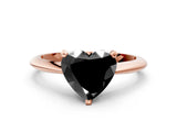 Rose gold Fancy Black Heart Cut Diamond Solitaire Engagement Ring with Classic Band and Four-Prong Setting_36
