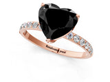 Rose gold Fancy Black Heart Cut Diamond Solitaire Engagement Ring with Pavé Band and Prong Setting_1
