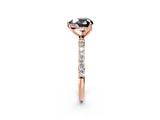 Rose gold Fancy Black Heart Cut Diamond Solitaire Engagement Ring with Pavé Band and Prong Setting_2